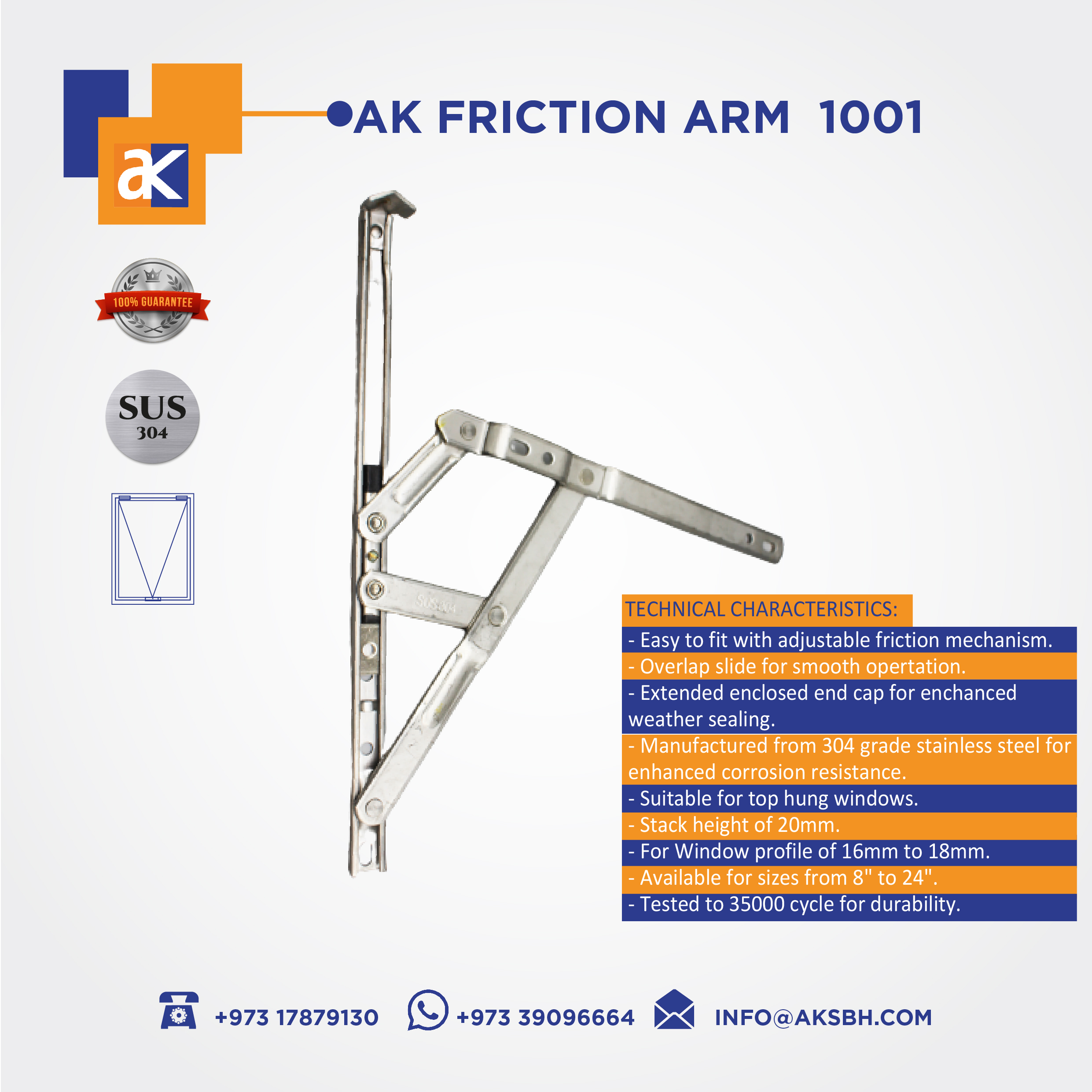 Friction Arm FOR WINDOW BY AK